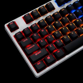 Black White Cherry Profile PBT Double Shot 104 108 ANSI ISO Top Print Shine Through Translucent Backlit keycap Suitable for MX Mechanical Keyboard (Only Keycap) (Black)