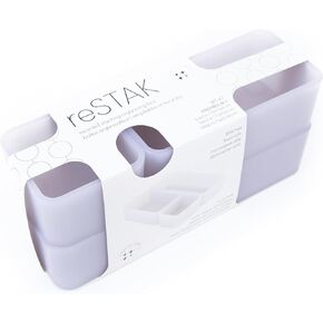 Three by Three Seattle reSTAK Stackable Organizing Bins, Dishwasher Safe, Bins Lock That Lock Together: Stylish Space Management, 3 Bins (Fog)