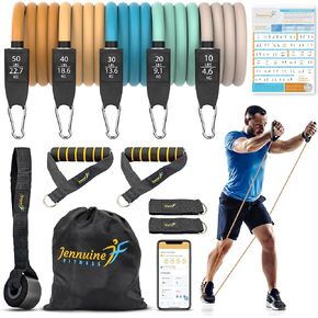 Exercise Bands with Handles for Working Out Resistance Bands 150lbs Men and Women; Elastic Bands for Exercise, Strength, Stretching & Pilates. Work Out Bands for Home Gym or Travel
