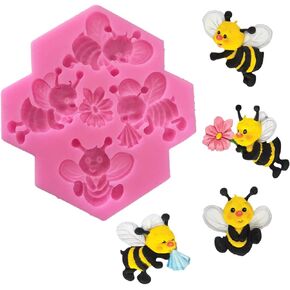 Bee Resin Molds, 3D Bees Silicone Mold Fondant Mold for Epoxy Resin Jewelry Making for DIY Cake Chocolate Biscuit Cookies Soap Sugar Pudding Candies Dessert Candle Decor Dessert