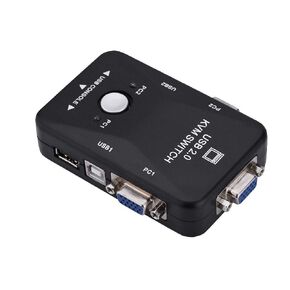 2-Port USB KVM Switch VGA Switch Box Adapter with Cables for PC Computer Sharing Monitor Keyboard Mouse