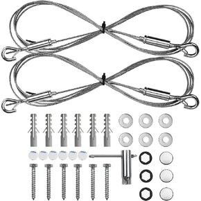 Picture Hanging Wire, Anchors Lag Bolts Kit for Adjustable Heavy Curtain Mirror Hold Up to 70 lbs