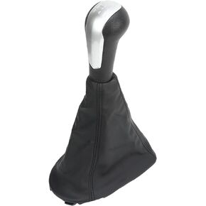 Gear Shift Knob Cover Kit, Manual Gear Stick Shift Knob Black PU Cover Compatible with Chevy Spark