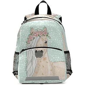 SUABO Horse Flowers Kids Backpack, Pony Toddlers Bag for Boys Girls, Kindergarten Preschool Bag