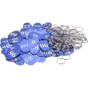 MECCANIXITY Oval Number Tags Key Tag with Ring, 1-100 Numbered Black Aluminum ID Tag for Coding, Decoration, Pack of 100