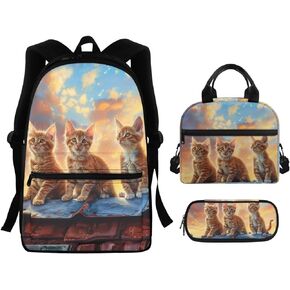 Axolotl Little Girl Backpacks Ages 5-7 Student Bookbag for Boys 3 Piece Portable School Backpack Kids Backpack and Lunch Box Set with Front Pocket Can Be Used in All Kinds of Occasion