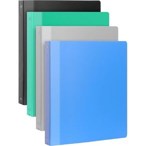Toplive 3 Ring Binder 1 Inch, [4 Pack] Three Ring Binder Folder Presentation View Binders Hold up to 220 Sheets A4 Size/Letter Size Paper for School Office Supplies,Black/Grey/Blue/Green