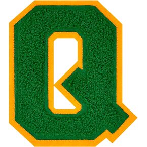4.5" Iron on Letter Patches Green Chenille Letter Patches Large Varsity Letter Patches Letterman Jacket Patches for Clothes(W)