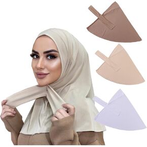 3 Pieces Ready to Wear Snap Fastener Hijab Inner Cap for Turkey Muslim Women Full Cover Head Wraps Scarf Islam Turban Caps