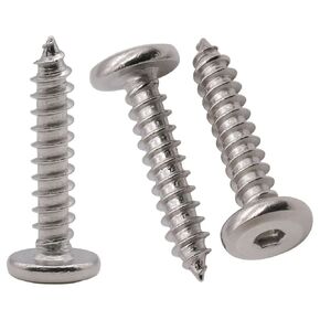 M3 x 20mm (100 Pack) Flat Round Socket Head Wood Screws, 304 (18-8) Stainless Steel, Socket Head Self Tapping Screws Sheet Metal Tek Screws