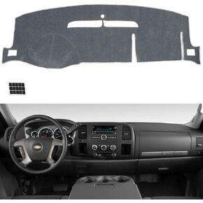 Dashboard Cover Fit for 2007-2014 GMC Sierra 1500, 2500 HD, 3500 HD Denali/SLT, Chevrolet Silverado LTZ, Suburban Flannel Nonslip Car Dash Board Mat Sunshade No-Glare Pad - Color Grey