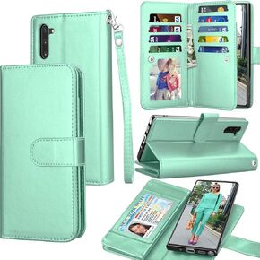 Galaxy Note 10 Case, Galaxy Note 10 Wallet Case, Luxury Cash Credit Card Slots Holder Carrying Folio Flip PU Leather Cover [Detachable Magnetic Hard Case] Kickstand for Samsung Galaxy Note10 [Black]