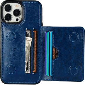 KIHUWEY for iPhone 13 Pro Max Wallet Case Credit Card Holder Leather, Black in Kuwait