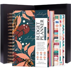 PLANBERRY Large Budget Planner & Monthly Bill Organizer with Pockets – Budgeting Book, Finance & Expense Tracker, 8.3x9.4″ (Rose Gold)