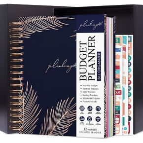 مخطط الميزانية PLANBERRY ومنظم الفواتير الشهرية مع جيوب ممتازة - منظم التمويل المنزلي ودفع الفواتير - كتاب الميزانية مع تعقب الدخل والمصروفات - غلاف فني مقاس 7 × 8.5 بوصة (أرجواني بري)