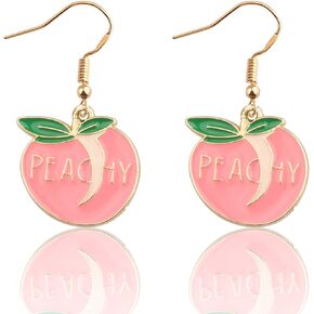 Peach Lover Gift Cute Peach Dangle Earrings for Women Girl Peachy Jewelry Fruit Lover Pendant Necklace