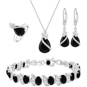 Jewelry Set for Women CZ Earrings Necklace Ring Bracelet Set Prom Party Wedding Jewelry Gift for Mother Sister Daughter Friend Wife