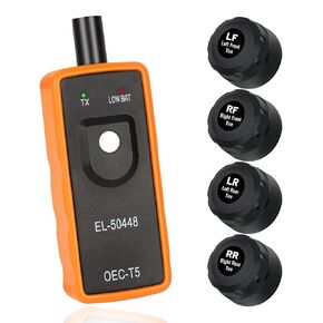 TPMS Sensor for GM, 315MHz Tire Pressure Sensor Replaces# 13598771, 13598772, 13586335, 22854866, with 4 Tire Sensors & 1 TPMS Relearn Tool, External Type, Easy to Install