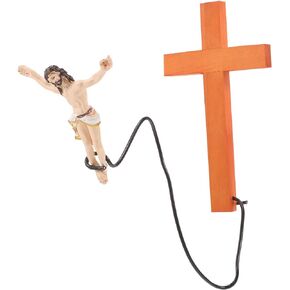 VILLCASE Jesus Cross Hanging, Jesus Resin Craft Wall Cross Jesus Figure Wood Cross Decor Resin Jesus Ornaments Resin Crafts Resin Cross Craft