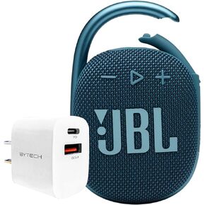 JBL Clip 4 (Gray) + Bundle with ByTech Universal 20W PD QC Wall Charger (White)