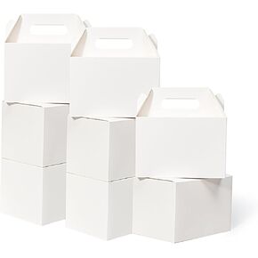 20 عبوة من علب الهدايا الكبيرة من Shalive باللون الأبيض - علب هدايا الجملون مقاس 9 × 6 × 6 بوصات مع مقبض، صناديق غداء من الورق المقوى، صناديق إخراج الورق المعاد تدويرها، صناديق الترحيب لحفلات الزفاف وحفلات استقبال المولود الجديد وأعياد الميلاد in Kuwait