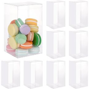 BENECREAT 10PCS Rectangle Clear Plastic Gift Box, 3.9x3.9x7.1inch Candy Gift Wrapping Supplies for Wedding Valentine, Birthday Party Chocolates, Candies, Home Decoration