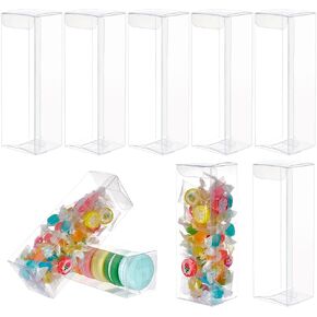 BENECREAT 20 Pcs 2x2x6.3 Inch Rectangle PVC Plastic Box, Clear Favour Boxes, Transparent Empty Gift Containers Boxes for Molds Candy Chocolate Cookies