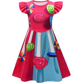 Girls Candy Princess Costume Birthday Party Rainbow Dress Halloween Cosplay Outfits