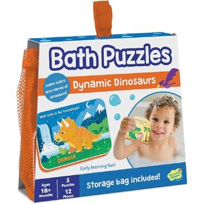 Peaceable Kingdom Dynamic Dinosaurs Bath Puzzles - Bath Toys for Toddlers – Foam Bath Puzzles for Kids Ages 18 Months+ - Boost Fine Motor Skills (17 Pieces, 5 Puzzles)