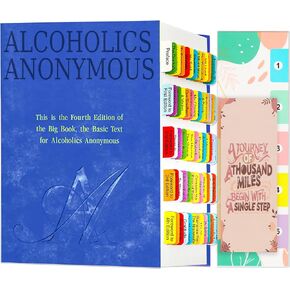 Index Tabs for Alcoholics Anonymous Fourth Edition. Color-Coded and Laminated AA The Big Book Tabs, with Page Markers and Alignment Guide & Bookmark (Book not Included)
