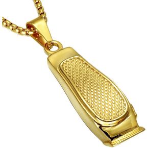 Unisex Hairdresser Necklace 18k Gold Plated Stainless Steel Hair Clipper Barber Pendant