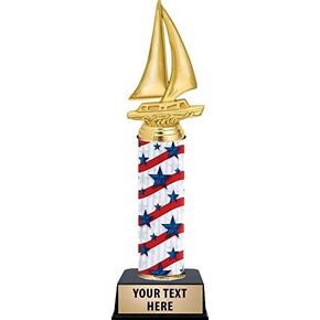 Crown Awards 11" Sailing Trophies, Gold Sailboat Trophy On Black Base, Great Sailing Award Prime