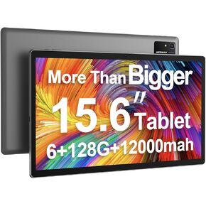 Tablet 15.6 Inch Android 13 Tablet, Large Tablet with1080 IPS HD Display Big Screen, 8-Core, 6GB+512GB, Support 512G TF Card, 12000mAh Long Lasting Battery for Movie/Work-Space Gray