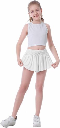 Flowy Shorts for Girls Butterfly Shorts for Kids Preppy Shorts for Teens Tennis Running Athletic Shorts with Liner in Kuwait