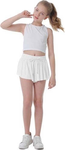 Flowy Shorts for Girls Butterfly Shorts for Kids Preppy Shorts for Teens Tennis Running Athletic Shorts with Liner in Kuwait