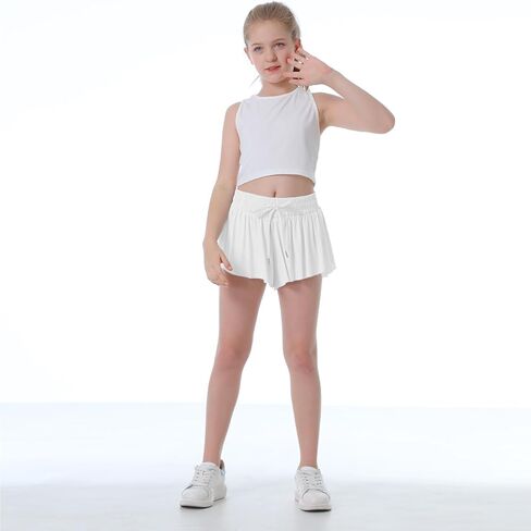 Flowy Shorts for Girls Butterfly Shorts for Kids Preppy Shorts for Teens Tennis Running Athletic Shorts with Liner in Kuwait