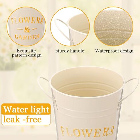 8 قطع 9.8 بوصة دلاء الزهور السائبة المجلفن المعادن زهرية دلو مع مقابض زارع الفرنسية الجدول مزرعة بائع الزهور قطع زهرية لحفل الزفاف in Kuwait