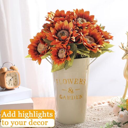 8 قطع 9.8 بوصة دلاء الزهور السائبة المجلفن المعادن زهرية دلو مع مقابض زارع الفرنسية الجدول مزرعة بائع الزهور قطع زهرية لحفل الزفاف in Kuwait