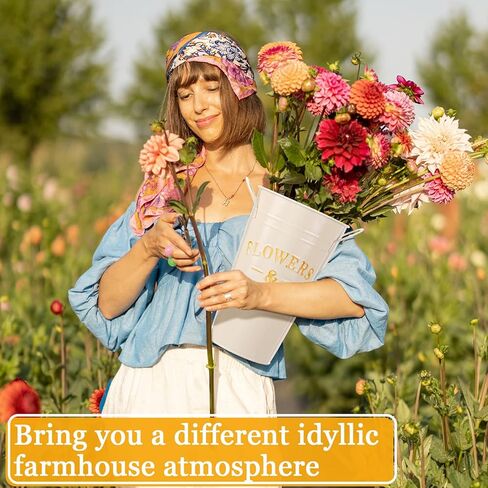 8 قطع 9.8 بوصة دلاء الزهور السائبة المجلفن المعادن زهرية دلو مع مقابض زارع الفرنسية الجدول مزرعة بائع الزهور قطع زهرية لحفل الزفاف in Kuwait