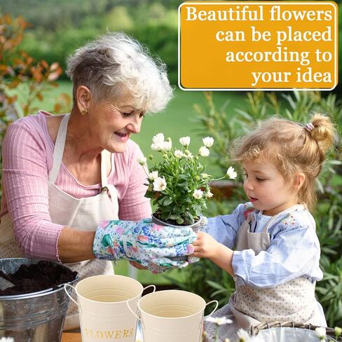 8 قطع 9.8 بوصة دلاء الزهور السائبة المجلفن المعادن زهرية دلو مع مقابض زارع الفرنسية الجدول مزرعة بائع الزهور قطع زهرية لحفل الزفاف in Kuwait