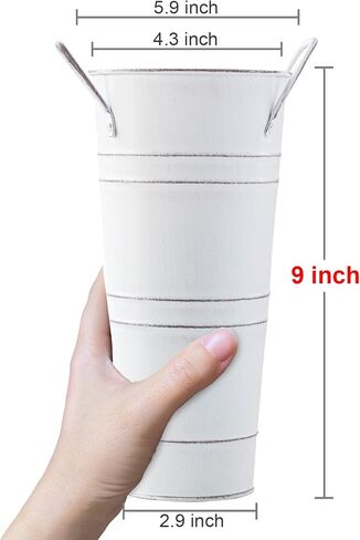 Galvanized Flower Bucket 8 Pcs Rustic Floral Metal Vases with Handles for Home Wedding Table Centerpiece Decor (White, 9 Inch) (Black) in Saudi Arabia