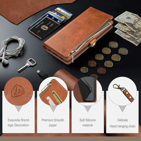 XcaseBar for Samsung Galaxy Note 20 Ultra Wallet case with Zipper 【RFID Blocking】 Credit Card Holder, Flip Folio Book PU Leather Phone case Shockproof Cover Women Men for Note20Ultra case Black in Saudi Arabia