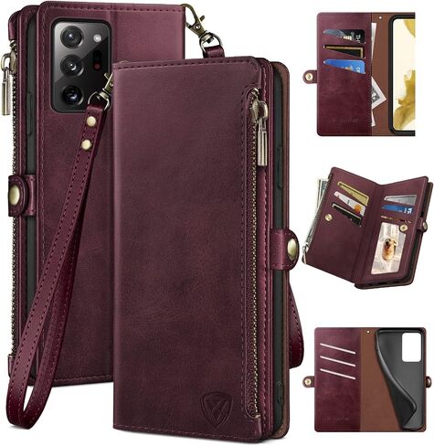 XcaseBar for Samsung Galaxy Note 20 Ultra Wallet case with Zipper 【RFID Blocking】 Credit Card Holder, Flip Folio Book PU Leather Phone case Shockproof Cover Women Men for Note20Ultra case Black in Saudi Arabia