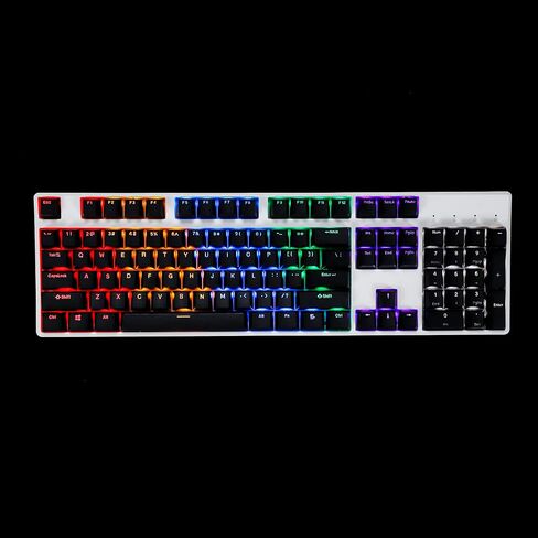 Black White Cherry Profile PBT Double Shot 104 108 ANSI ISO Top Print Shine Through Translucent Backlit keycap Suitable for MX Mechanical Keyboard (Only Keycap) (Black) in Saudi Arabia