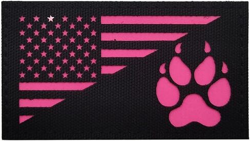 USA Flag K9 Dog IR Reflective Patch Infrared Tactical Morale Embroidered Badge for Animal Vests Harnesses Paw Applique with Hook and Loop Fastener Backing Shoulder (Black) in Saudi Arabia
