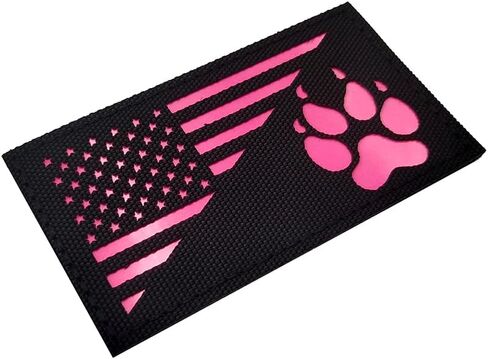 USA Flag K9 Dog IR Reflective Patch Infrared Tactical Morale Embroidered Badge for Animal Vests Harnesses Paw Applique with Hook and Loop Fastener Backing Shoulder (Black) in Saudi Arabia