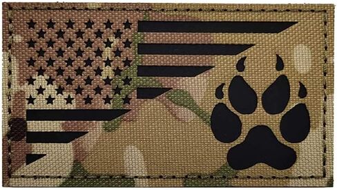USA Flag K9 Dog IR Reflective Patch Infrared Tactical Morale Embroidered Badge for Animal Vests Harnesses Paw Applique with Hook and Loop Fastener Backing Shoulder (Black) in Saudi Arabia