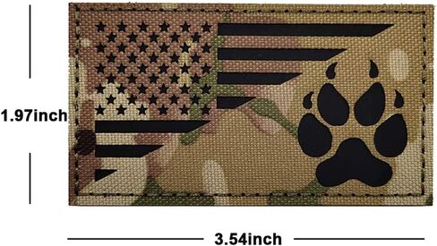 USA Flag K9 Dog IR Reflective Patch Infrared Tactical Morale Embroidered Badge for Animal Vests Harnesses Paw Applique with Hook and Loop Fastener Backing Shoulder (Black) in Saudi Arabia