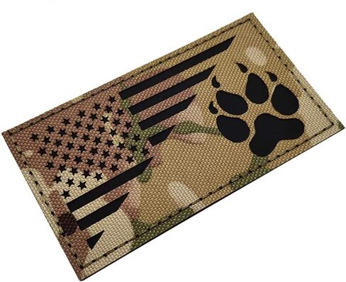 USA Flag K9 Dog IR Reflective Patch Infrared Tactical Morale Embroidered Badge for Animal Vests Harnesses Paw Applique with Hook and Loop Fastener Backing Shoulder (Black) in Saudi Arabia
