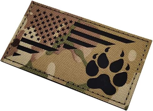 USA Flag K9 Dog IR Reflective Patch Infrared Tactical Morale Embroidered Badge for Animal Vests Harnesses Paw Applique with Hook and Loop Fastener Backing Shoulder (Black) in Saudi Arabia